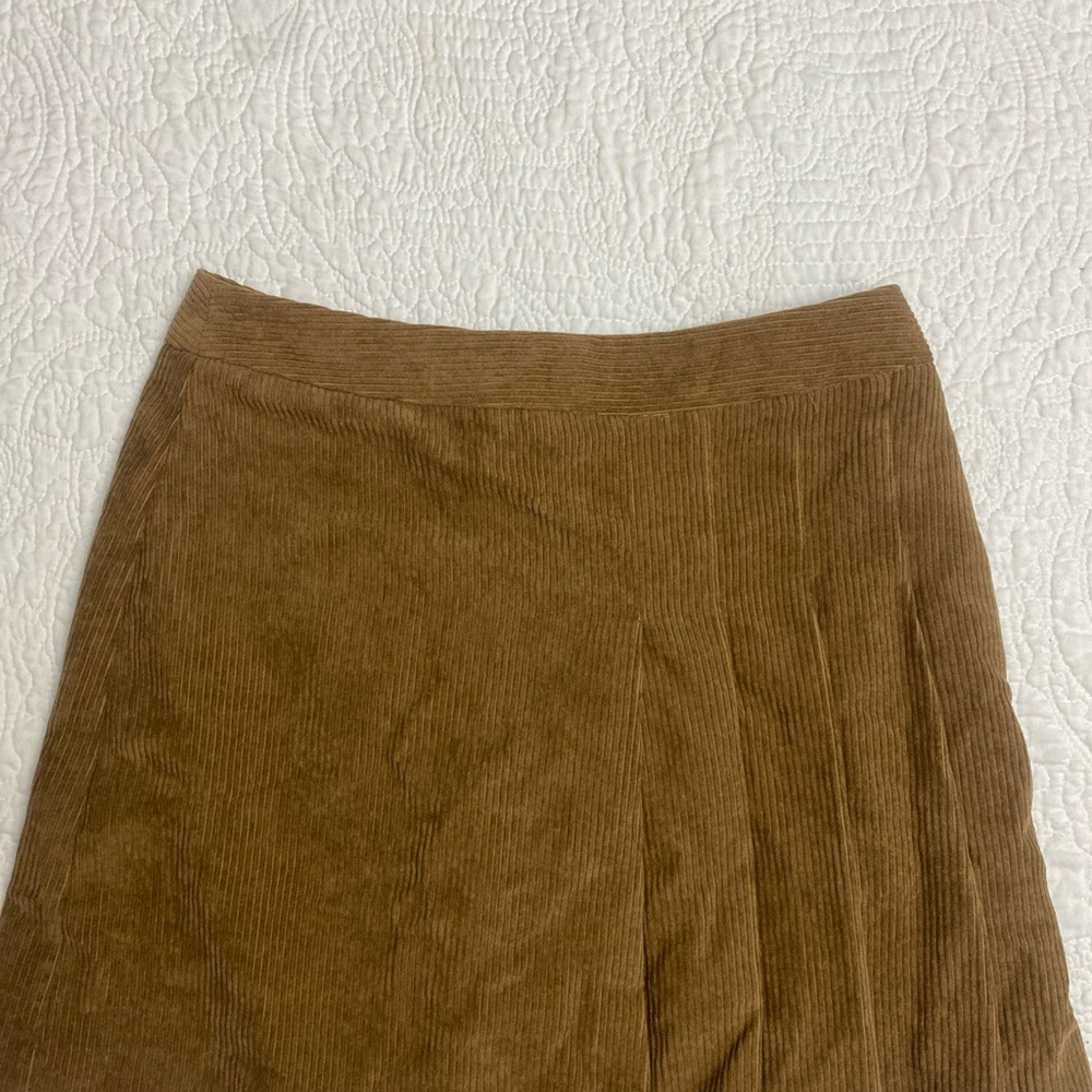 Vintage Lush Women’s Pleated Brown Corduroy Mini Skirt Waist 28" Size 4-6
